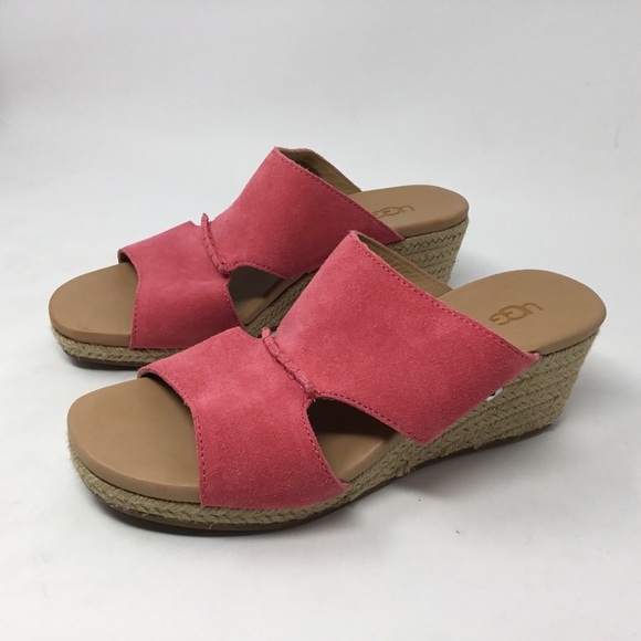 UGG Pink Eirene Slip On Espadrille Wedge Sandal - Picture 1 of 11